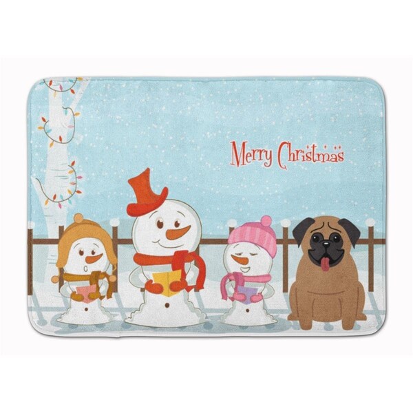 Carolines Treasures Merry Christmas Carolers Pug Brown Machine Washable Memory Foam Mat BB2336RUG - main